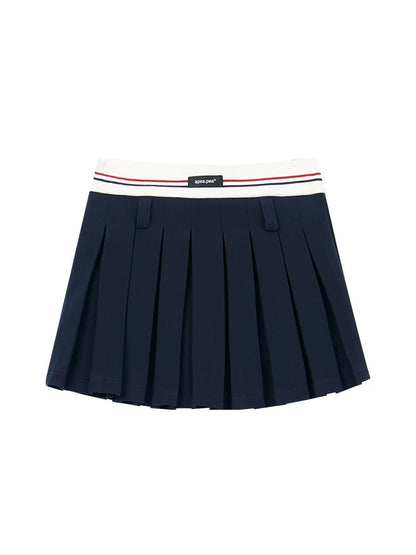 Pleated Tennis Skirt With Striped Waistband