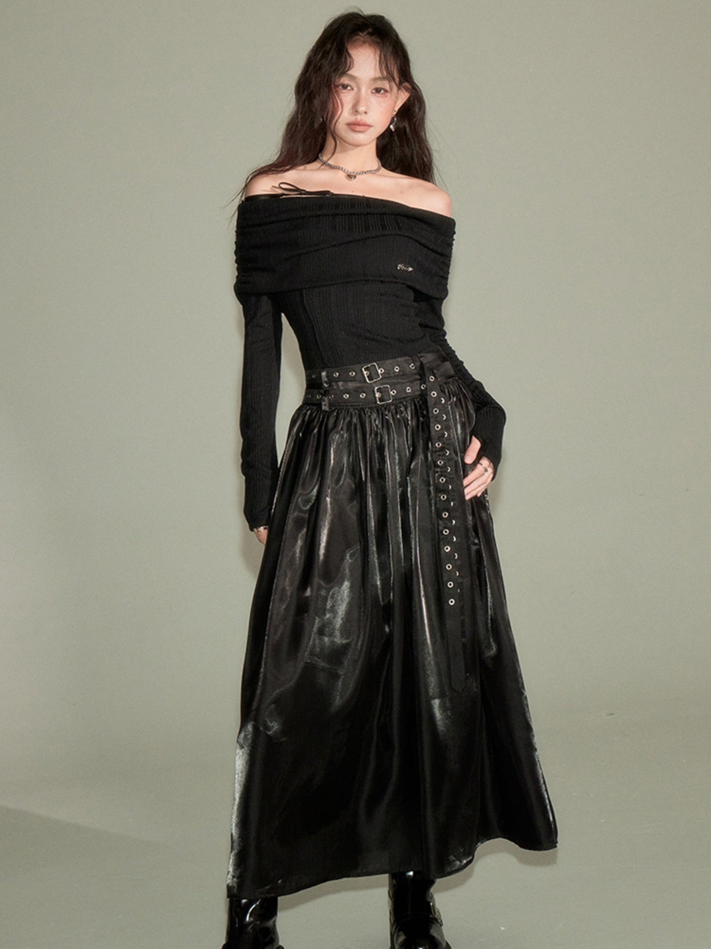 Gathered One-shoulder Long Jumpsuit Dress
