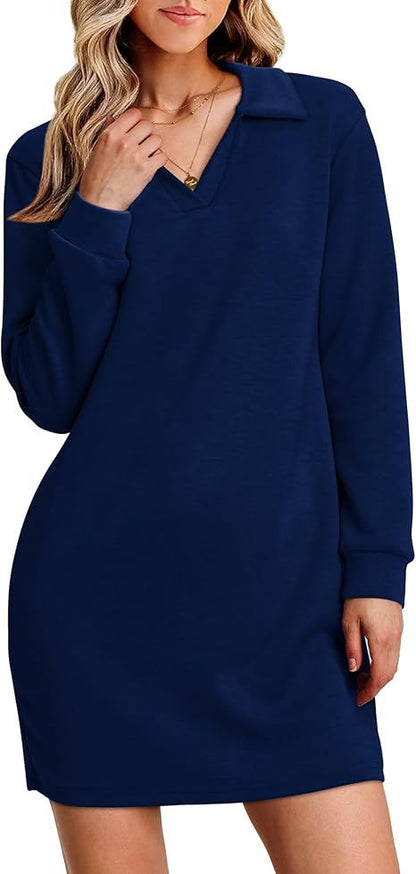 Clothing Collared Long Sleeve Color Sports Sweater Dress