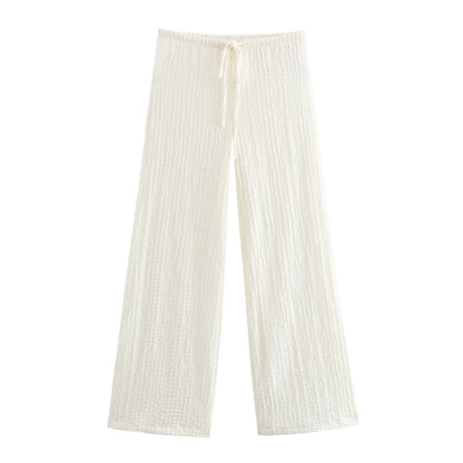 Texture Single Breasted Vest Jacket High Waist Straight Leg Pants Two Piece Sets