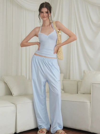 Jeanelle Striped Wide-leg Lounge Pants