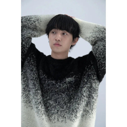 Fuzzy Sweater With Gradient Effect