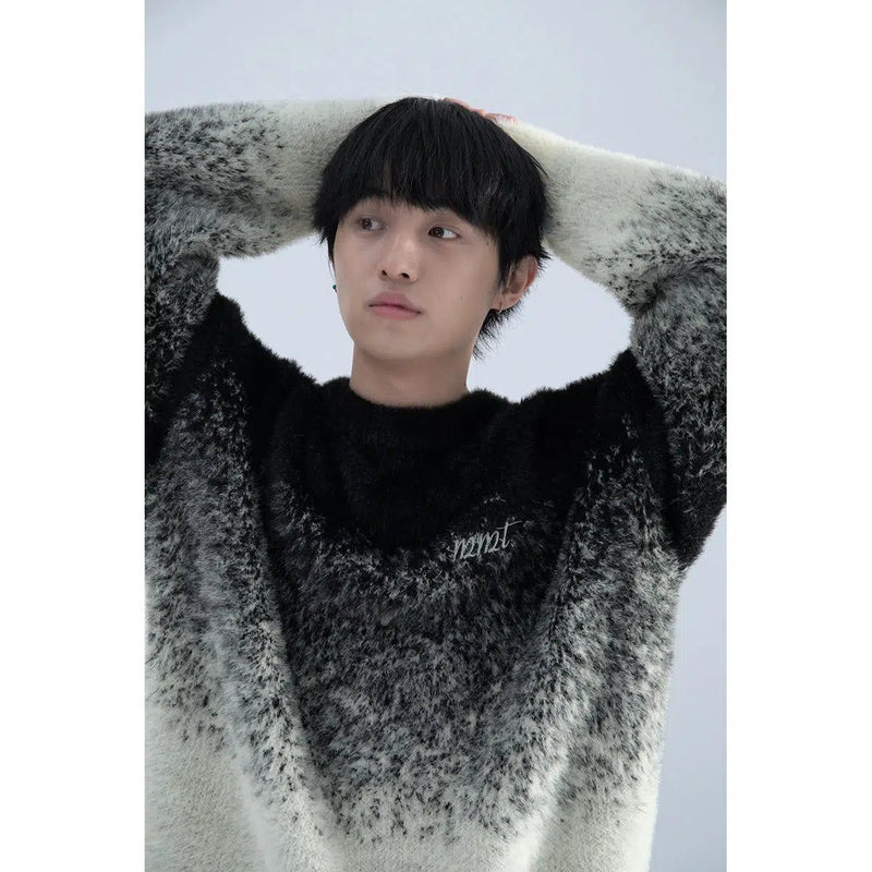 Fuzzy Sweater With Gradient Effect