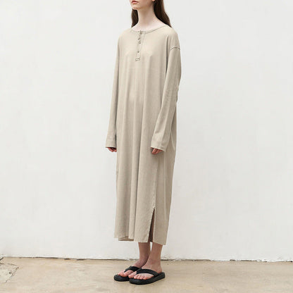Autumn Long Sleeve Dress Niche Design Loose Artistic Knitted Maxi Dress