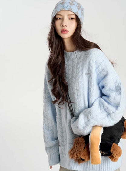Hip-hop Versatile Twist Knit Sweater