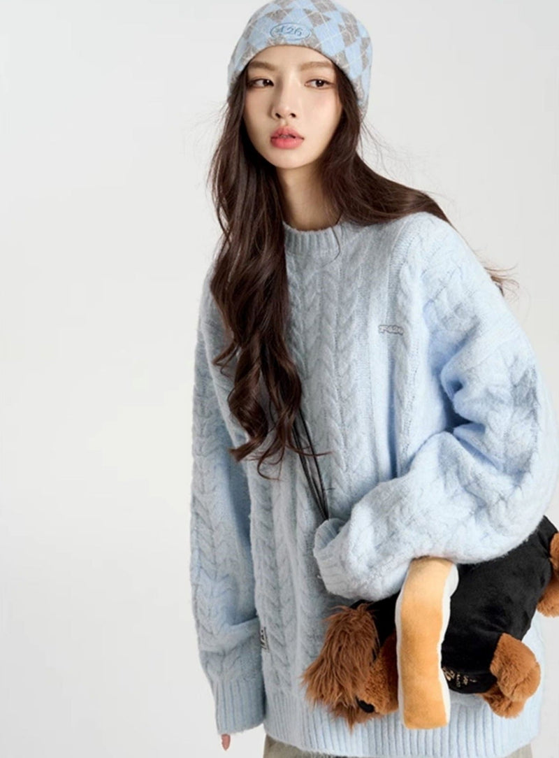 Hip-hop Versatile Twist Knit Sweater