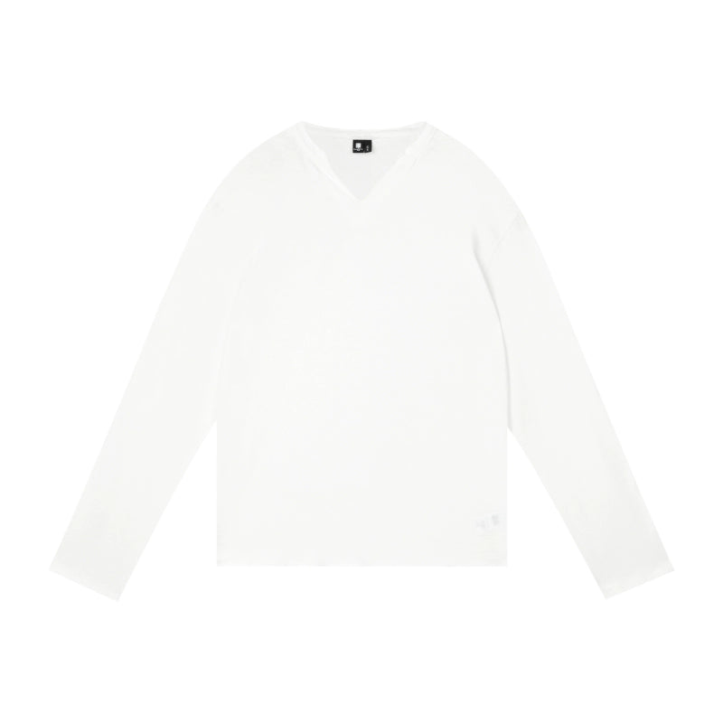 Plain V-neck Long Sleeve T-shirt