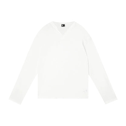 Plain V-neck Long Sleeve T-shirt