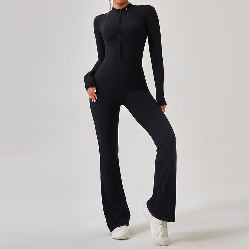 Long Sleeve Zipper Pants Slim Fit One Piece Hip Lifting Sport Sportswear