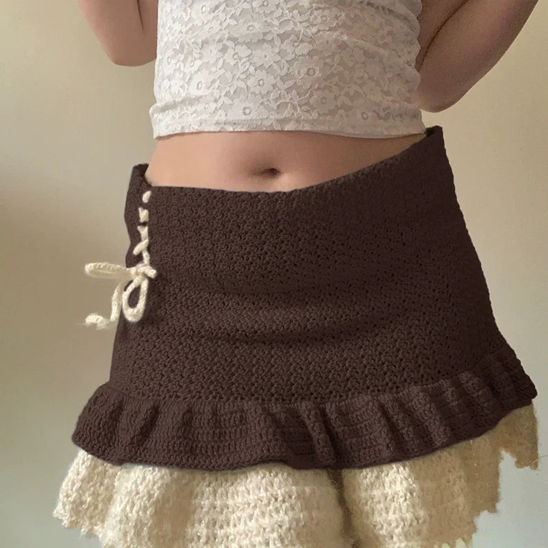 Ahlam Colorblock Wool A-line Skirt