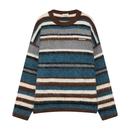 Multicolor Striped Fuzzy Sweater