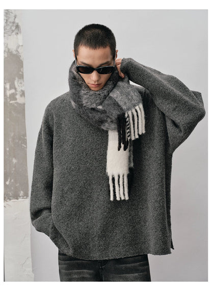 Straight-cut Oversized Crew Neck Sweater