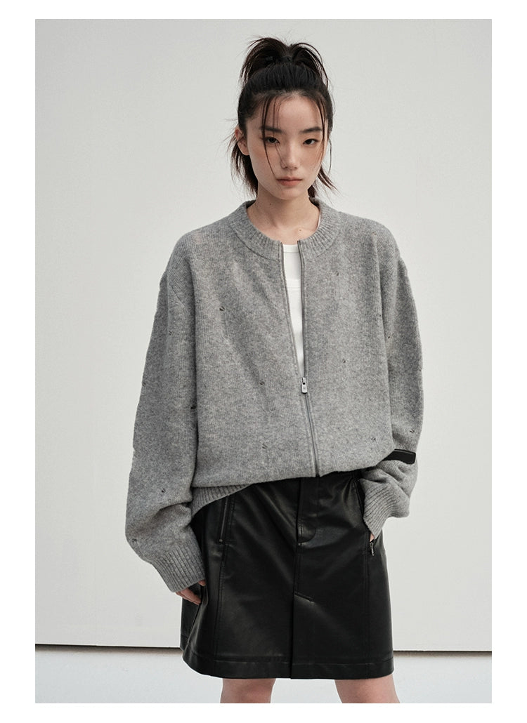Irregular Distressed Open-knit Cardigan/vest