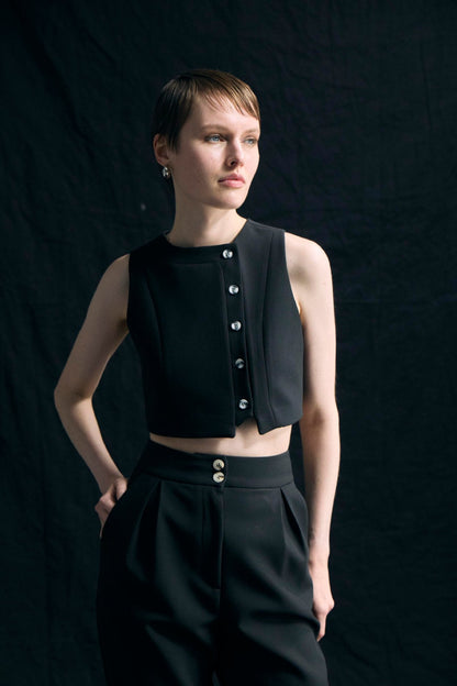 Clothing Spring Summer Sleeveless Vest High Waist Cropped Pants Two Piece Set