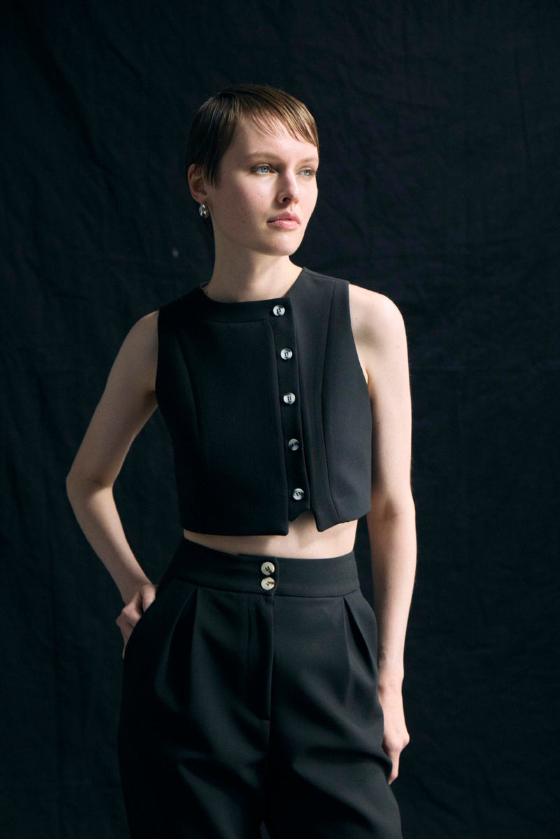 Clothing Spring Summer Sleeveless Vest High Waist Cropped Pants Two Piece Set