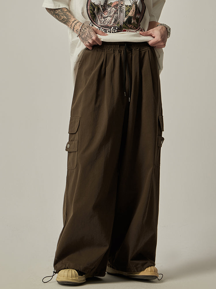 Gray Wide Cargo Combat Pants