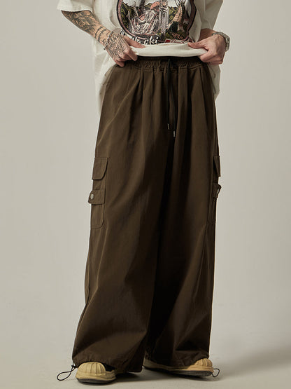 Gray Wide Cargo Combat Pants
