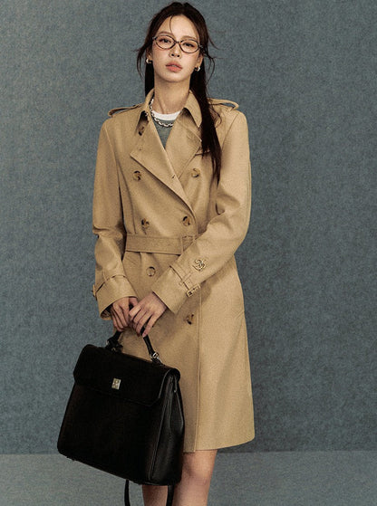Classic Double-breasted Trench Coat: Belted Outerwear for