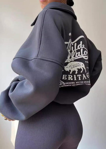 Wild Buffalo - Oversized Half-zip Sweatshirt