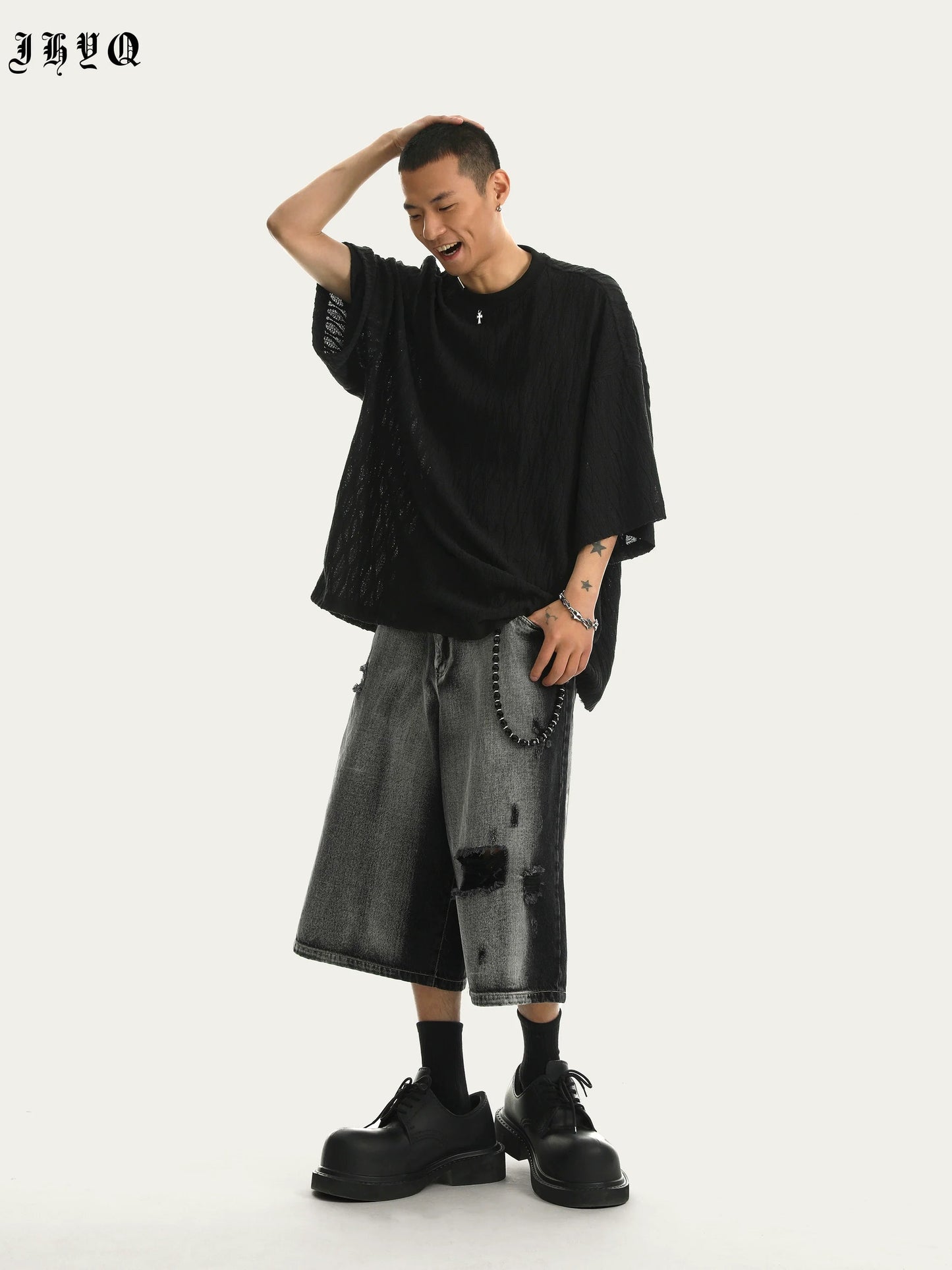 Textured Knit Oversized T-shirt