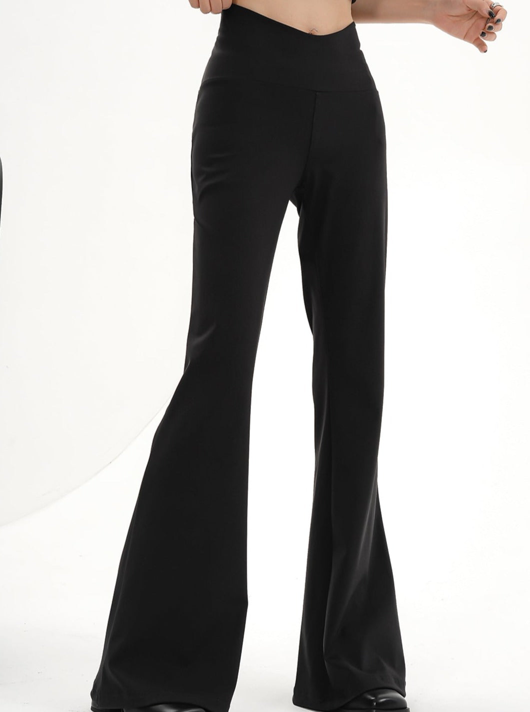 High-waisted Flared Yoga Pants - Black Stretchy Bell Bottom Leggings