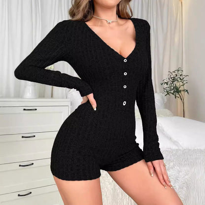 Clothing Home Jumpsuit Autumn Winter Comfort Slim Three Point Jumpsuit