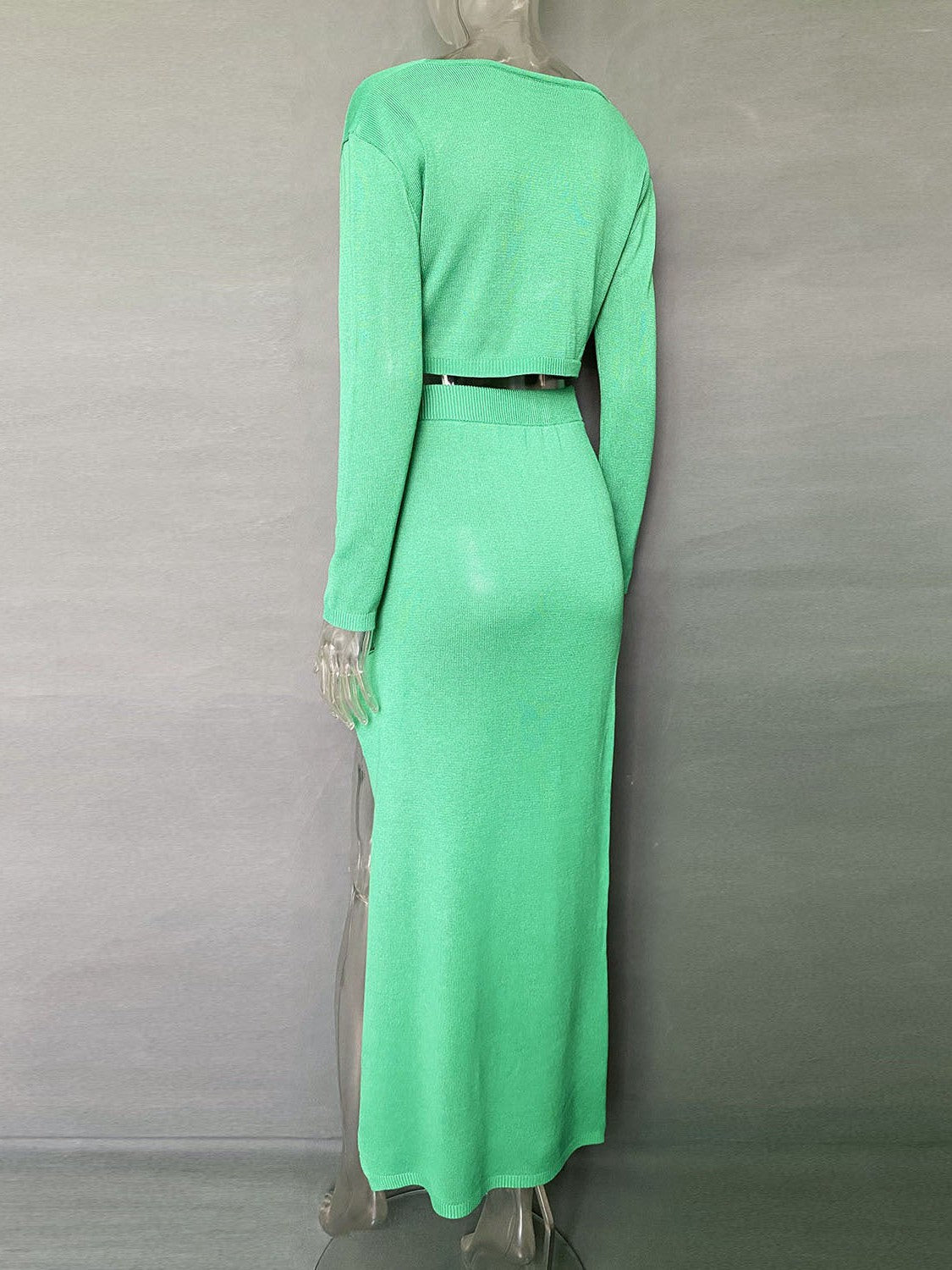 Slit Dress Tassel Hollow Out Cutout Sweater Coord Set