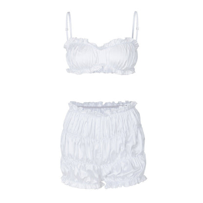 In Clothing Summer Suspenders Bandeau Slim Fit Pleated Shorts Set