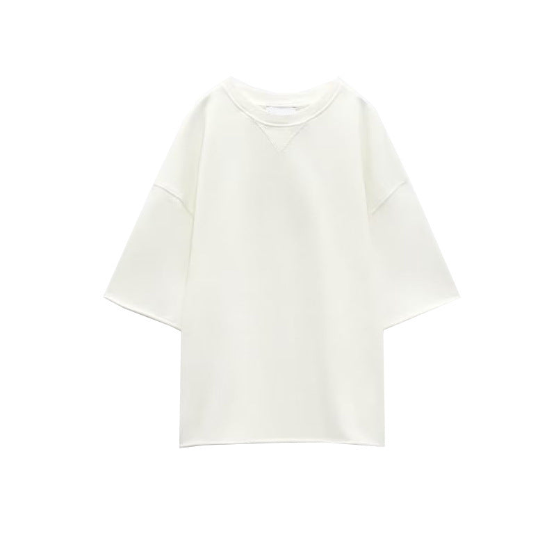 Summer Stretch High Waist Shorts Loose Cotton Short Sleeve T Shirt