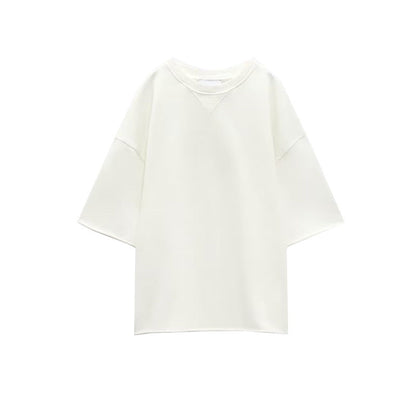 Summer Stretch High Waist Shorts Loose Cotton Short Sleeve T Shirt