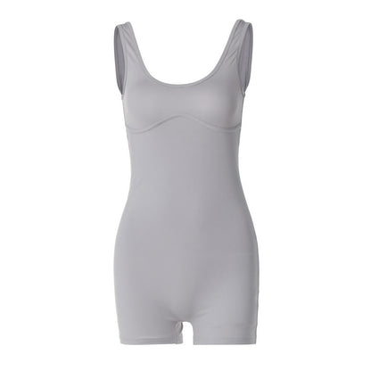 Clothing Summer Street Shooting Color Slim U Neck Shoulder Strap Jumpsuit