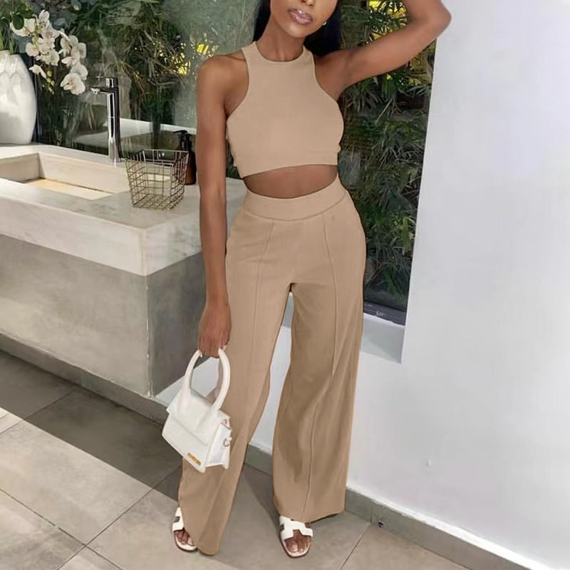 Summer Pants Suit Color Office Sleeveless Vest Pants Two Piece Suit