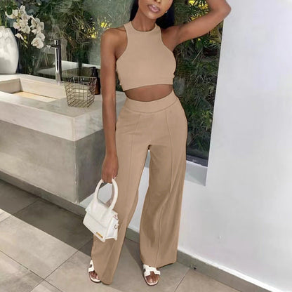 Summer Pants Suit Color Office Sleeveless Vest Pants Two Piece Suit