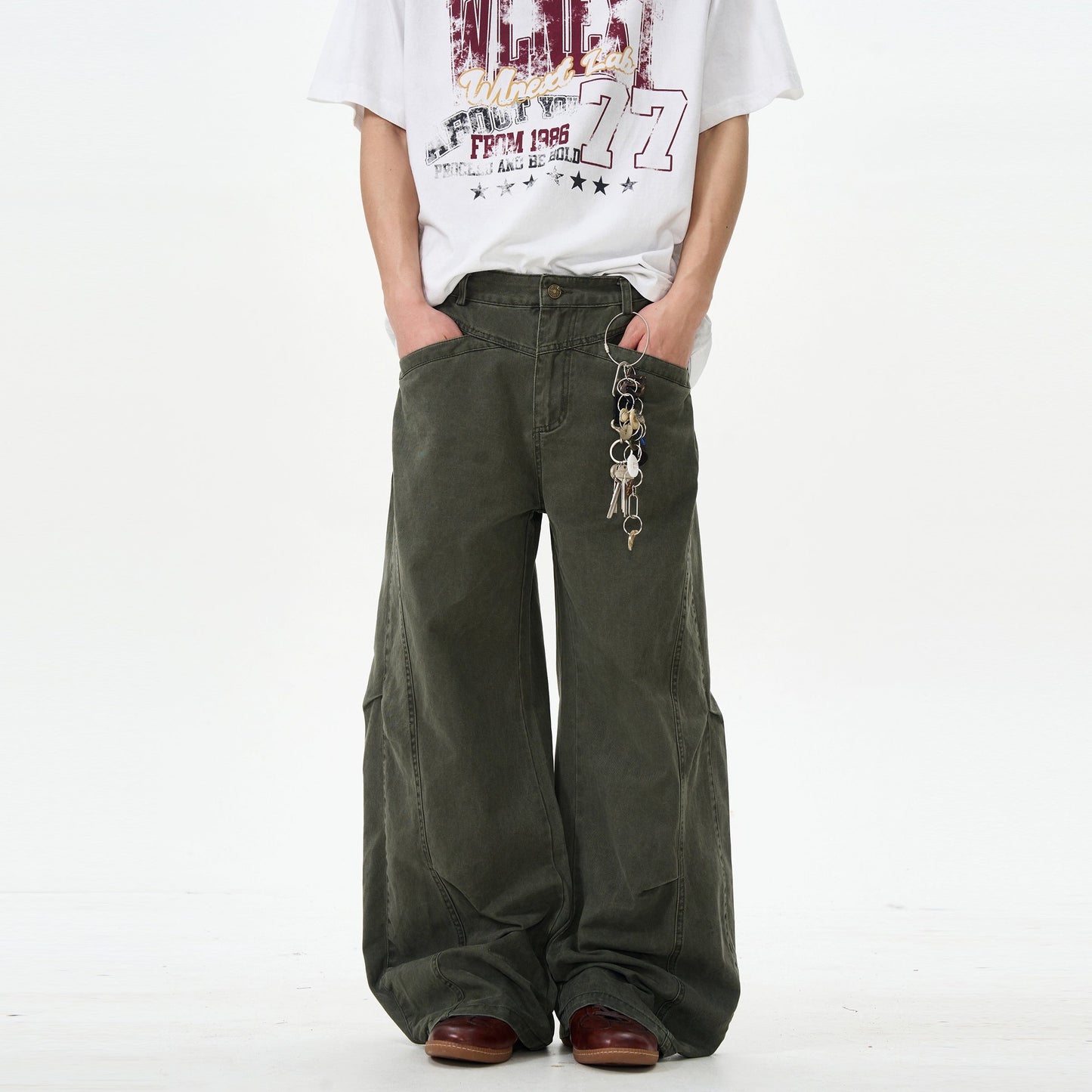 Olive Cargo Wide Leg Pants