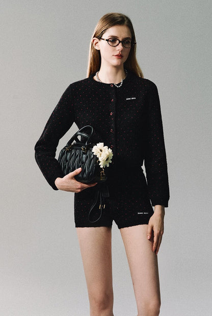 Polka Dot Knit Cardigan/short