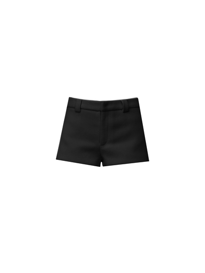 Versatile Tailored Micro Shorts: Sleek Flat-front in Ivory and Black