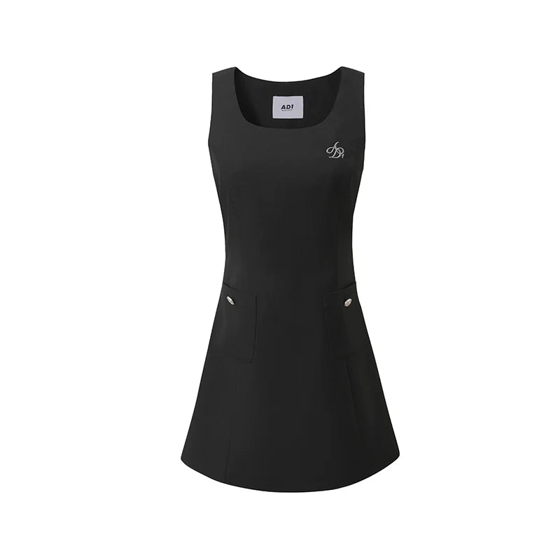 Sleeveless A-line Mini Dress - Sporty Pocket Detail Tank Tunic