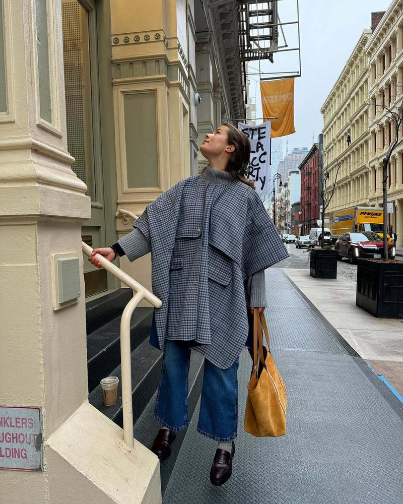 Ellyana Plaid Cape Coat