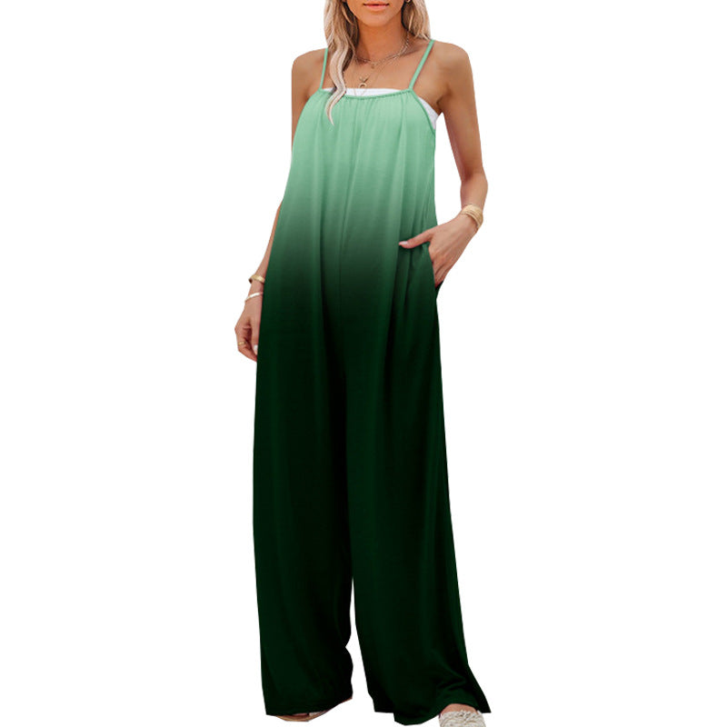 Summer Clothing Loose Sleeveless High Waist Jumpsuit