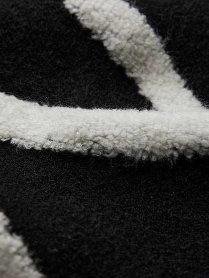 White Striped Black Knit Straight Skirt