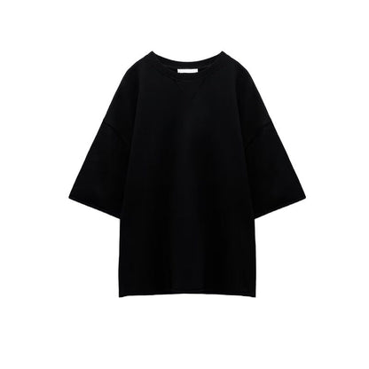 Summer Stretch High Waist Shorts Loose Cotton Short Sleeve T Shirt