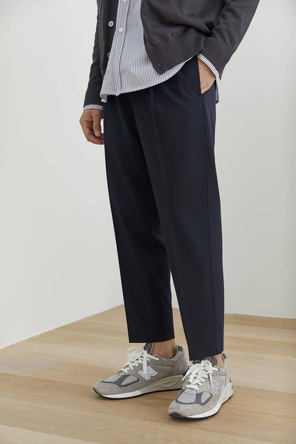 Elastic Waist Wide-leg Cropped Pants