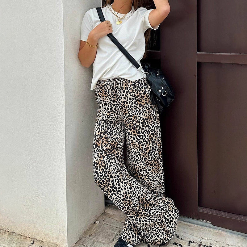 Cristel Leopard Print Wide-leg Pants