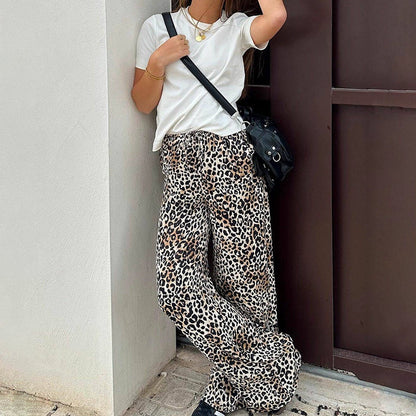 Cristel Leopard Print Wide-leg Pants