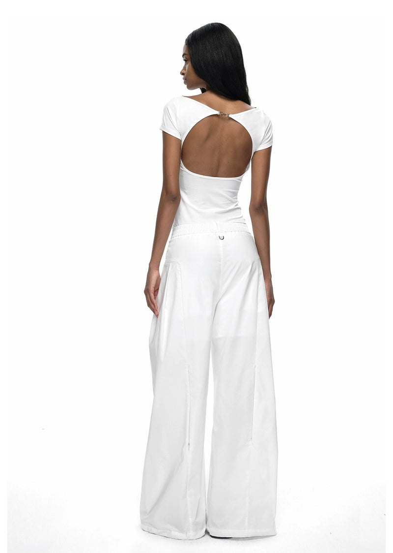 Black/white Off-shoulder Backless T-shirt
