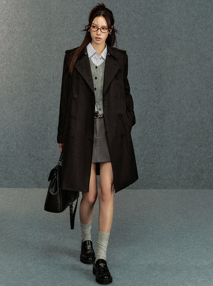 Classic Double-breasted Trench Coat: Belted Outerwear for