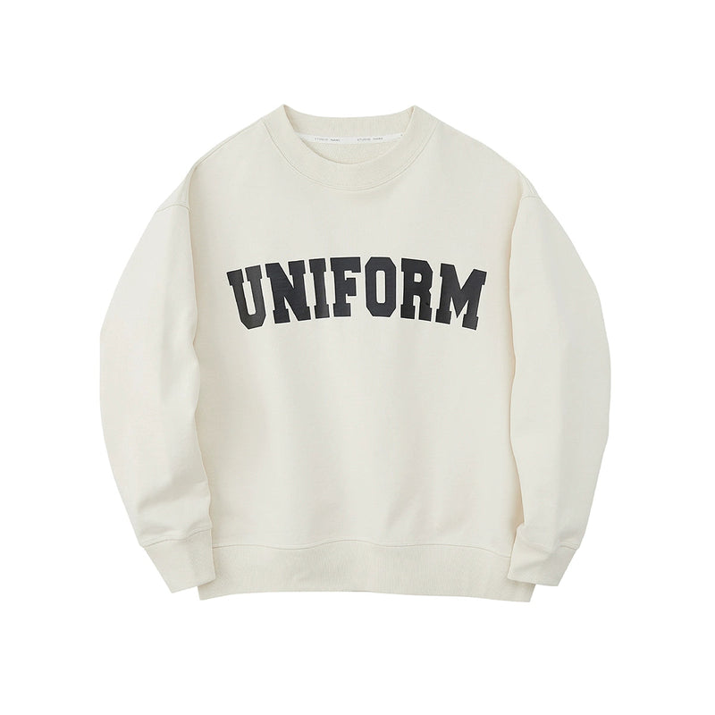 Retro Color Block Rubber Print Crewneck Sweatshirt