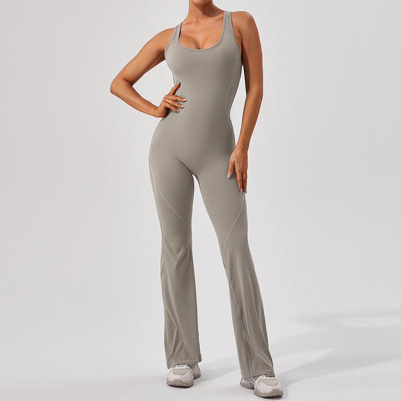 Quick Drying Sanding Skinny Yoga Clothes Dance Sports Fitness Clothes Hip Lifting Waist Slimming Horn Yoga Jumpsuit