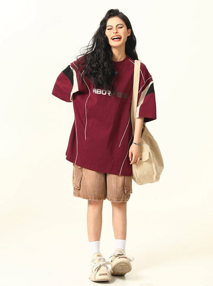Sporty Retro-futuristic Oversized T-shirt