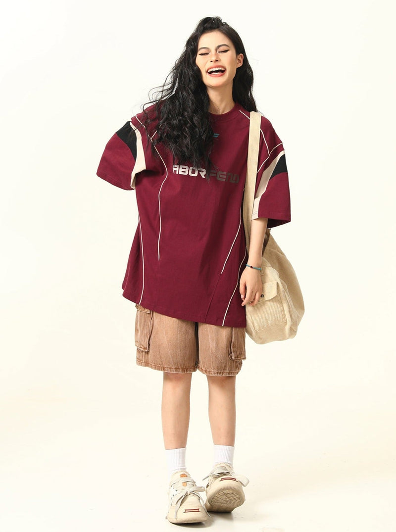 Sporty Retro-futuristic Oversized T-shirt